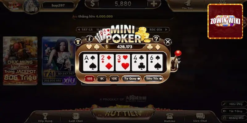 Mini poker zowin có quy định khá đơn giản